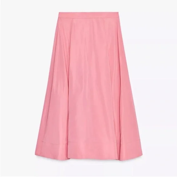 NWT Zara Woman ZW COLLECTION MIDI SKIRT Pink Size S Small - Picture 5 of 10